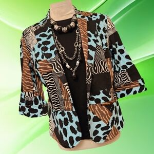 erin Animal Print patchwork Jacket Size Small